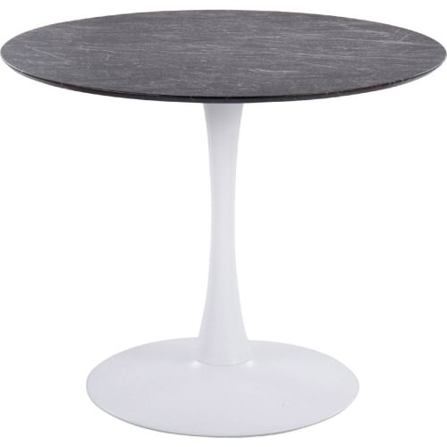 Pebble Dining Table in White Metal & Black Marble Veneer